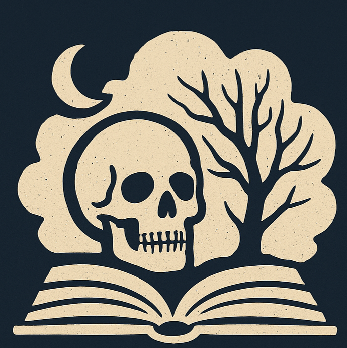 Stories of the Void Logo (Open book, skull, tree, and moon)